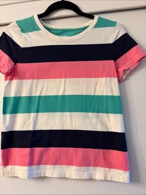 J. Crew Striped Short Sleeve Tee - Pink, Teal, Navy, White